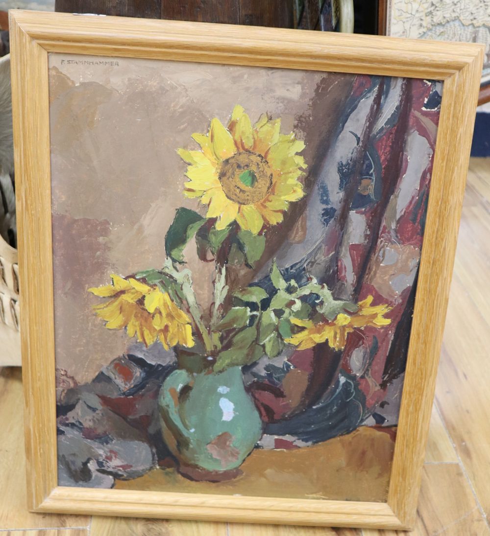 Ferdinand Stammhammer (Austrian 1901-1973), still life of sunflowers in a jug, signed top left